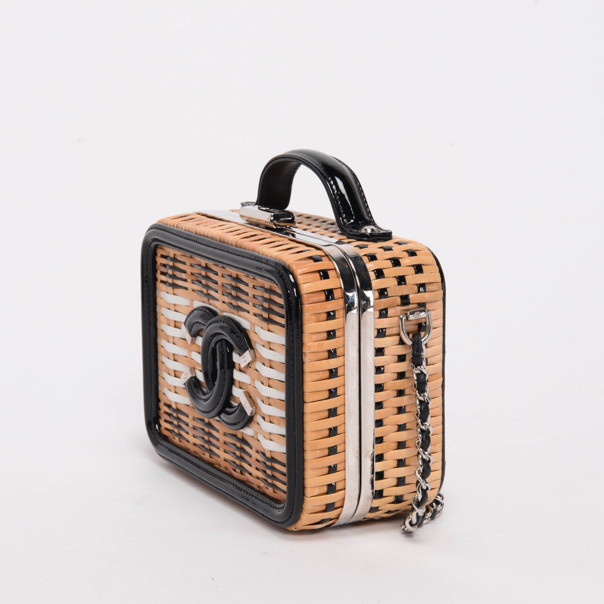 Chanel Natural Rattan Wicker Medium CC Filigree Vanity Case