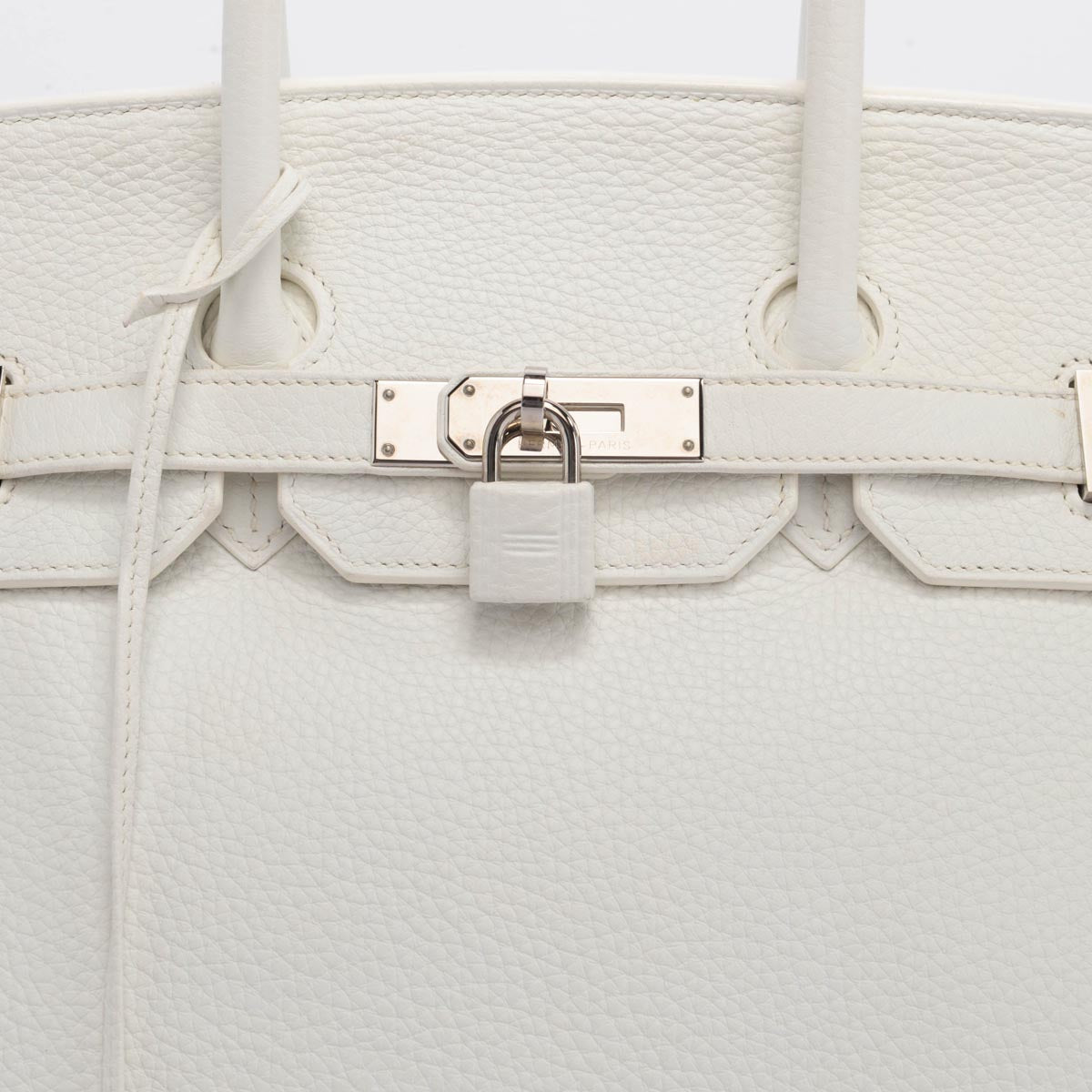 Hermes White Clemence Birkin 35 PHW