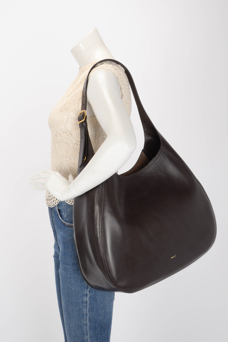 Bally Chocolate Leather Large Althea Hobo Bag