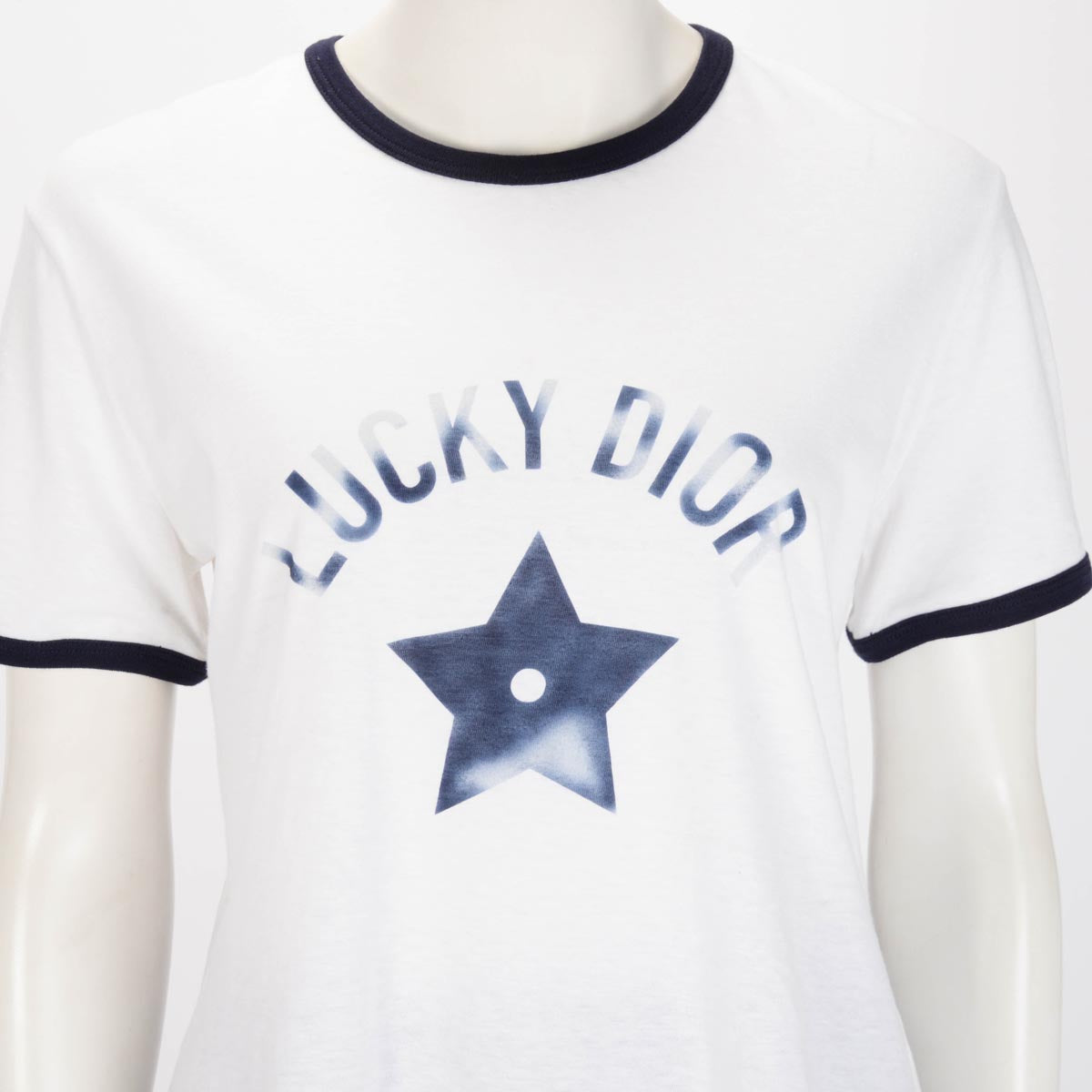 Dior White & Navy Cotton Lucky Dior Logo T-Shirt L