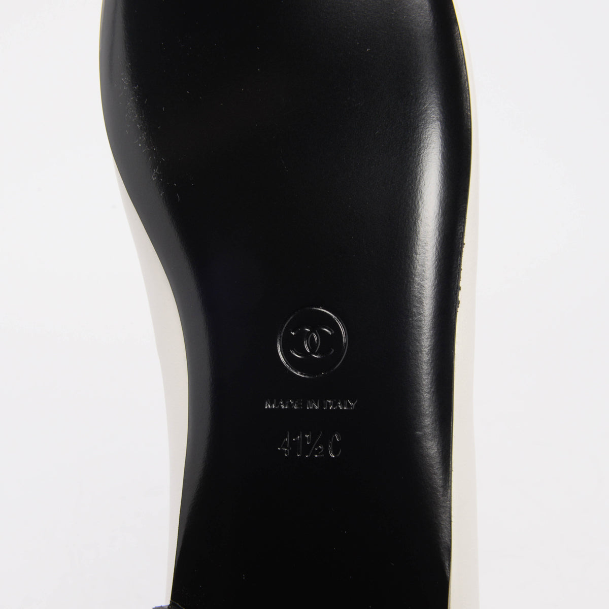 Chanel White Patent Ankle Chain Ballerina Flats 41.5