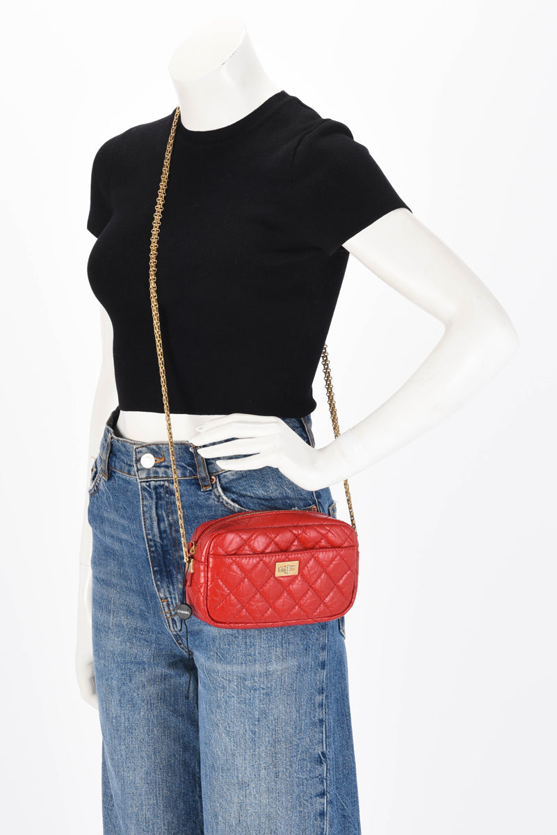 Chanel Red Aged Quilted Calfskin Mini Reissue Camera Case