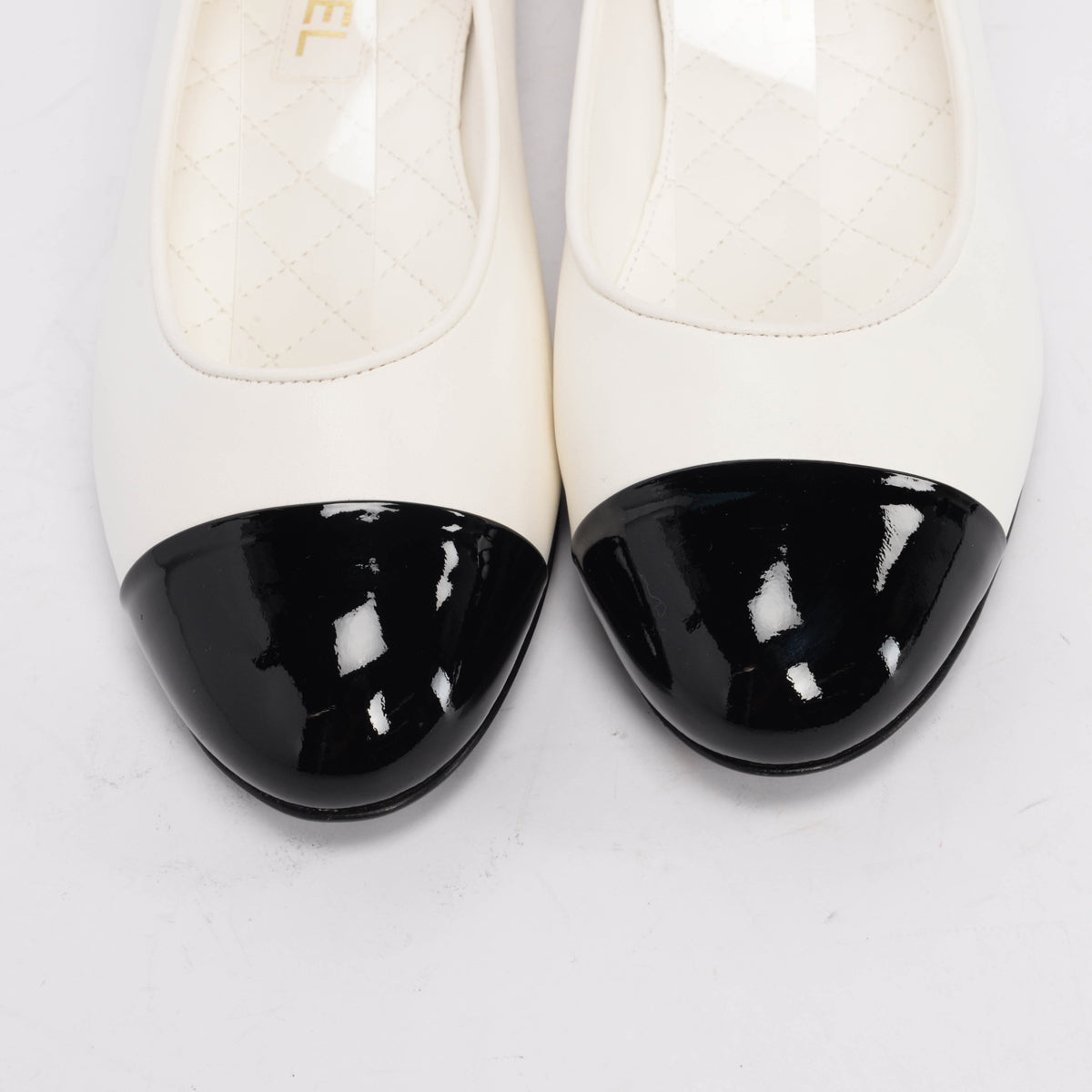 Chanel White Patent Ankle Chain Ballerina Flats 41.5