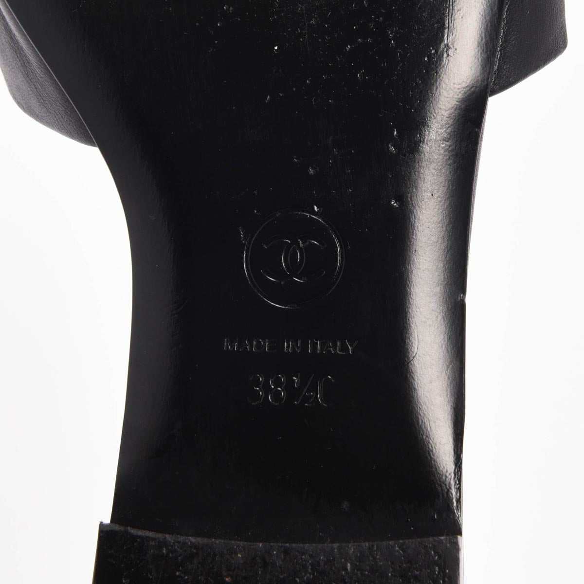 Chanel Black Lambskin CC Pearl Slides 38.5