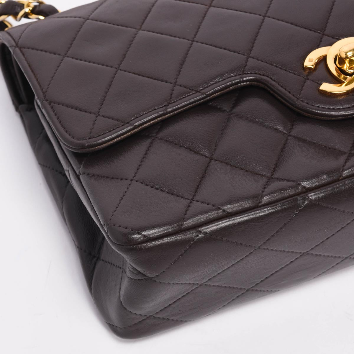 Chanel Vintage Brown Quilted Lambskin Small Flap Bag