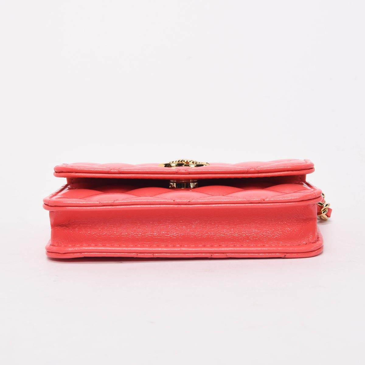 Chanel Coral Lambskin CC Clutch With Chain