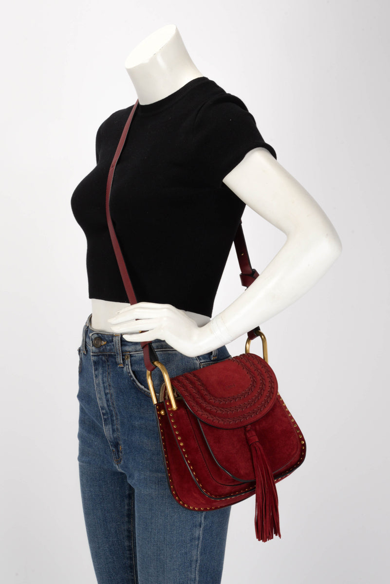 Chloe Sienna Red Suede Small Whipstitch Hudson Bag