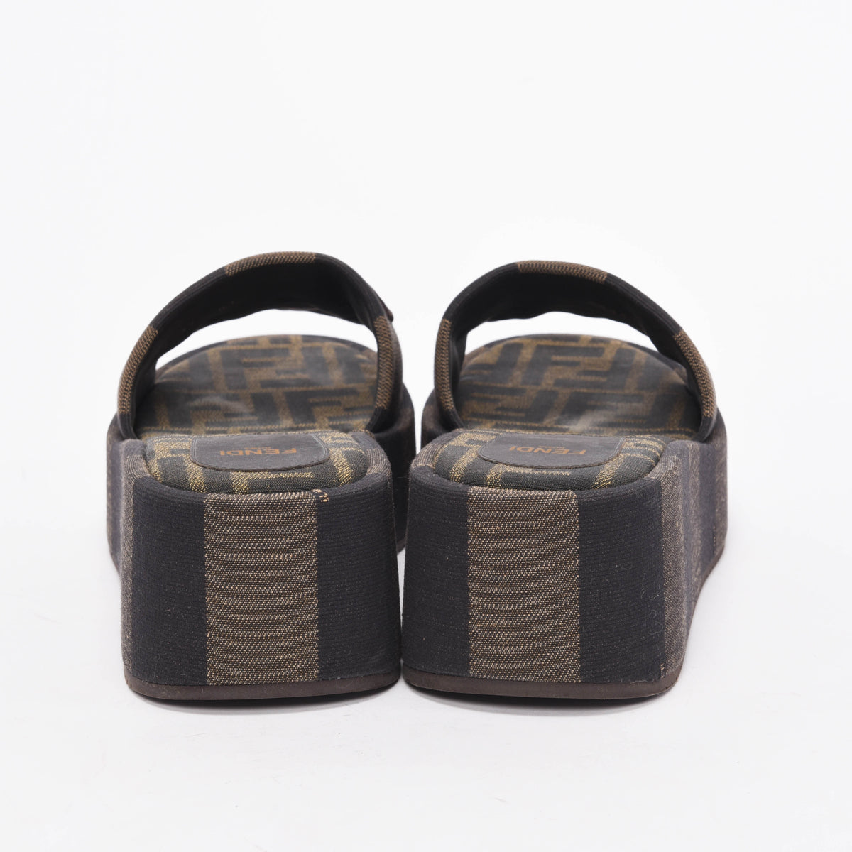 Fendi Brown Jacquard Sunshine Flatform Slides 37