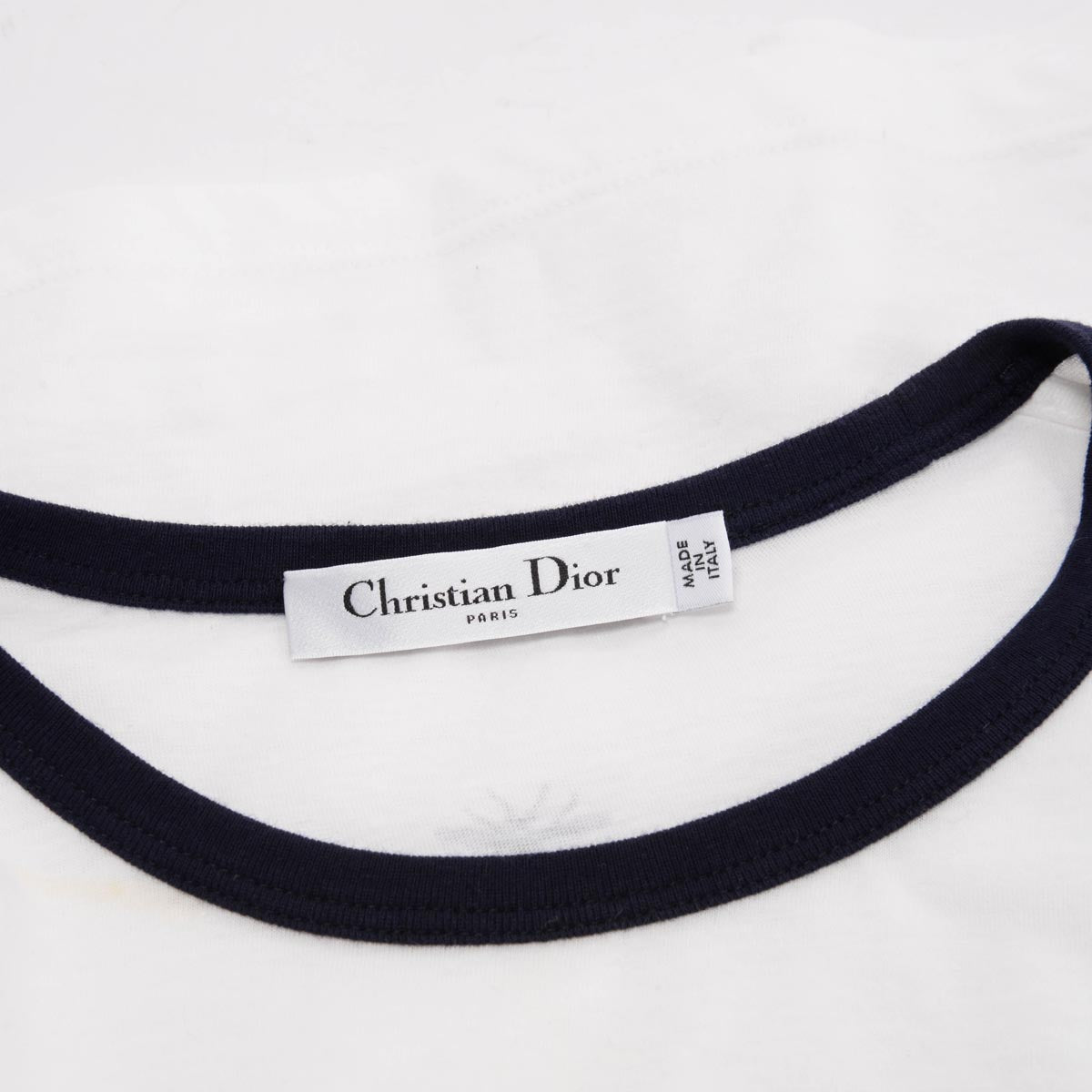 Dior White & Navy Cotton Lucky Dior Logo T-Shirt L