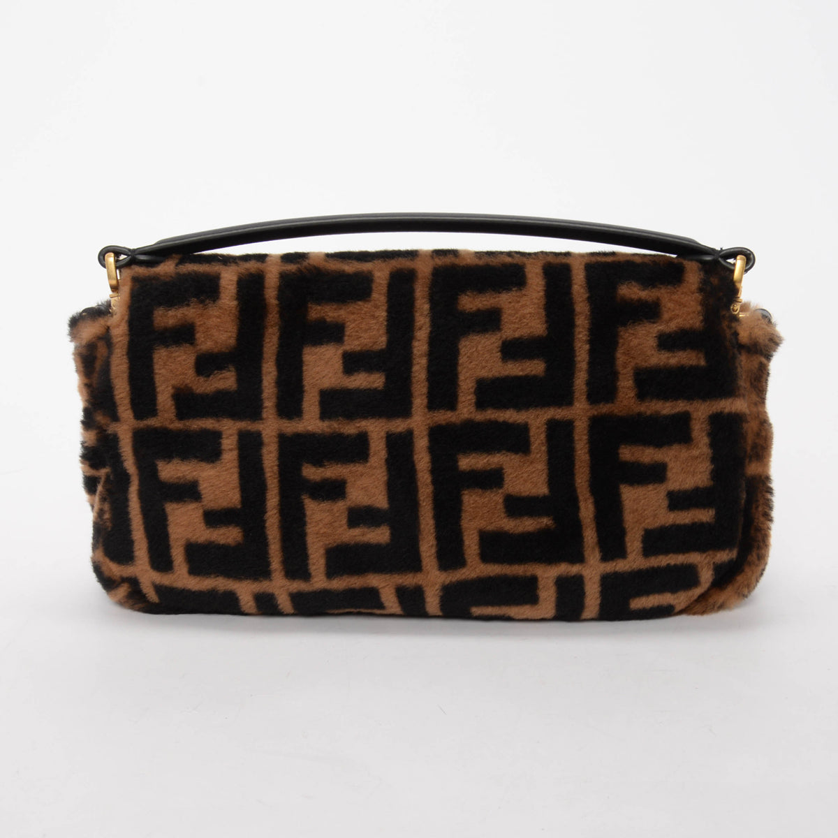 Fendi Tobacco & Black FF Shearling Baguette Bag