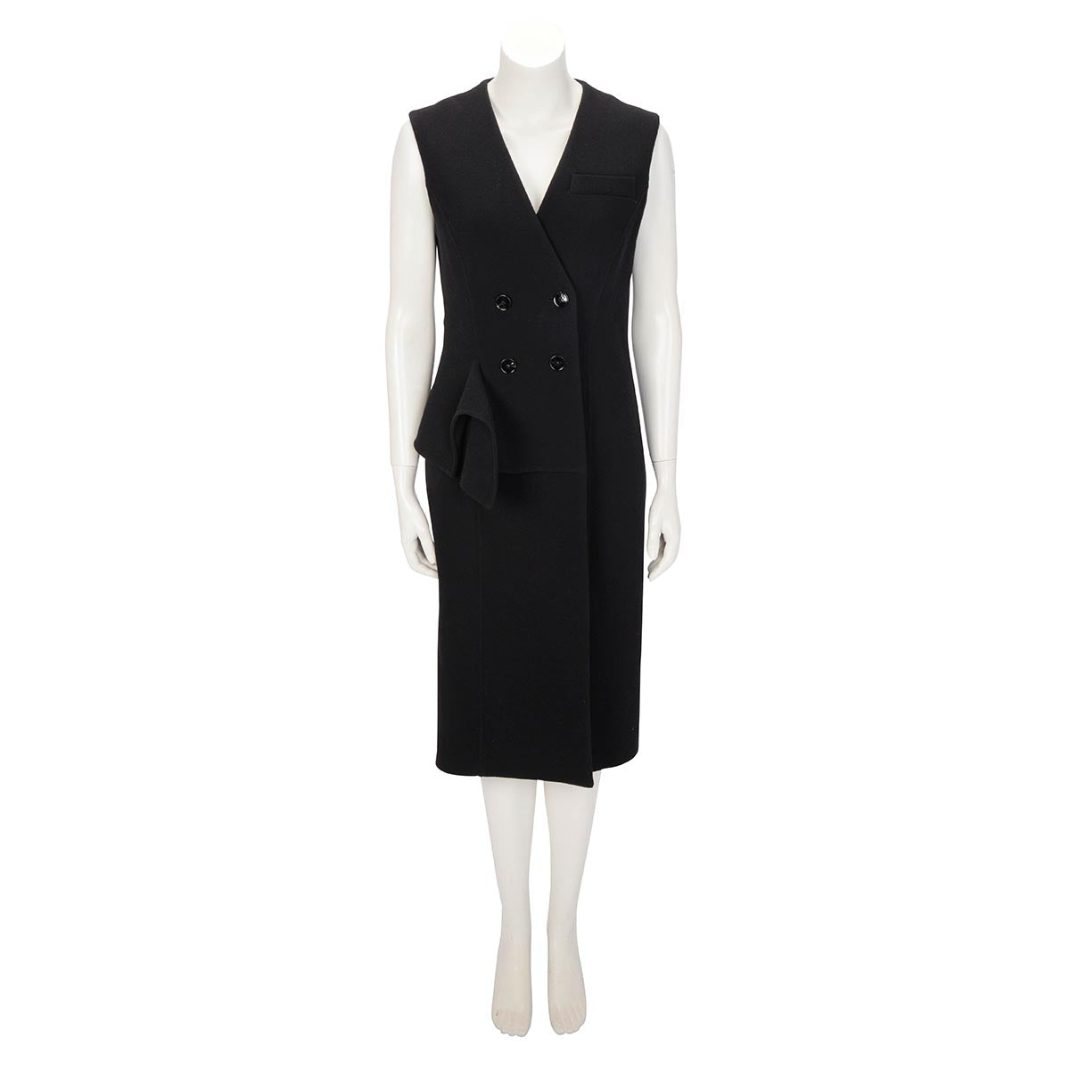 Dior Black Wool Double Breasted Dress FR 40