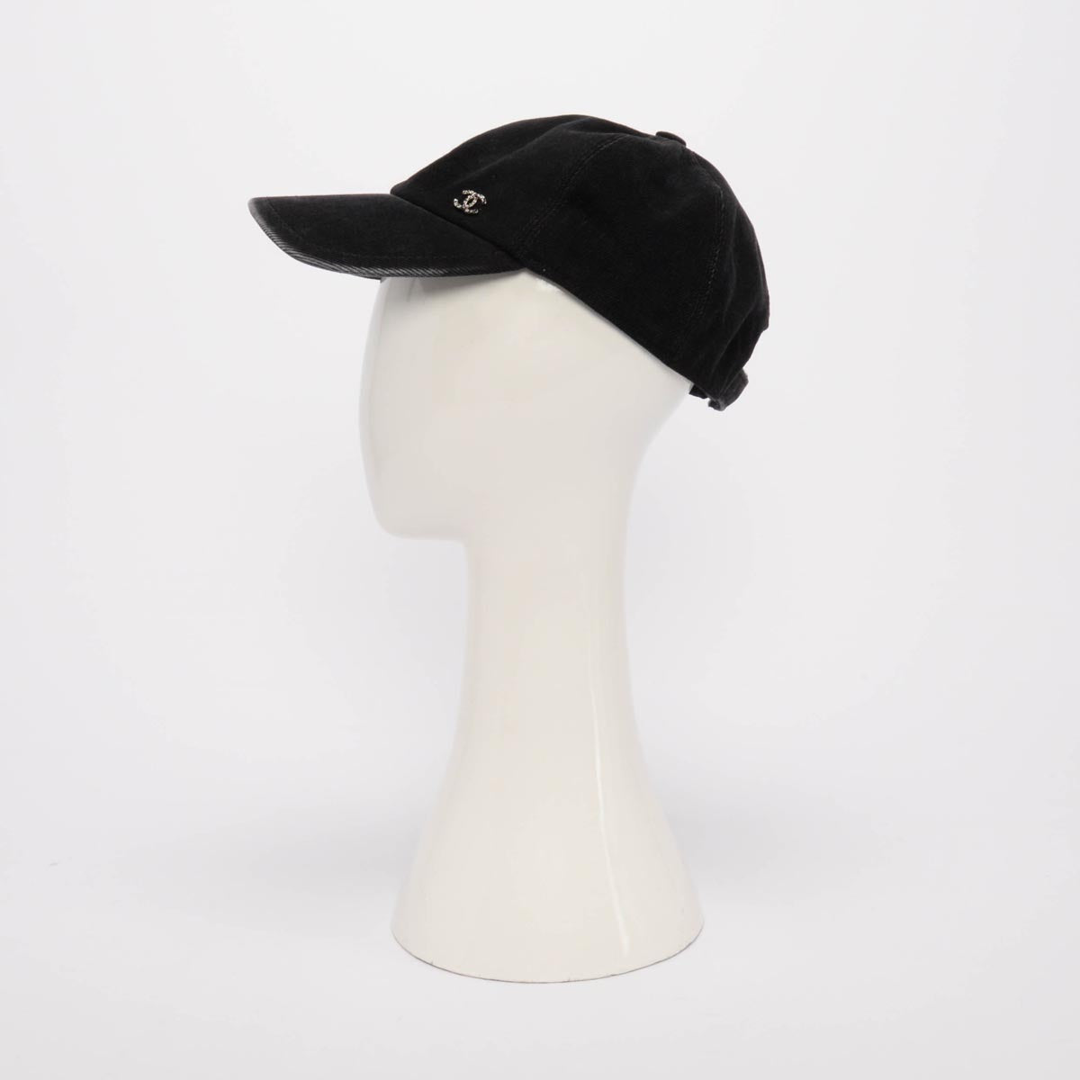 Chanel Black Denim Crystal CC Cap