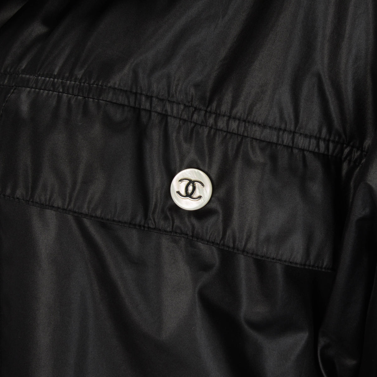 Chanel Black Nylon Coco Beach Shell Parka Jacket FR 36