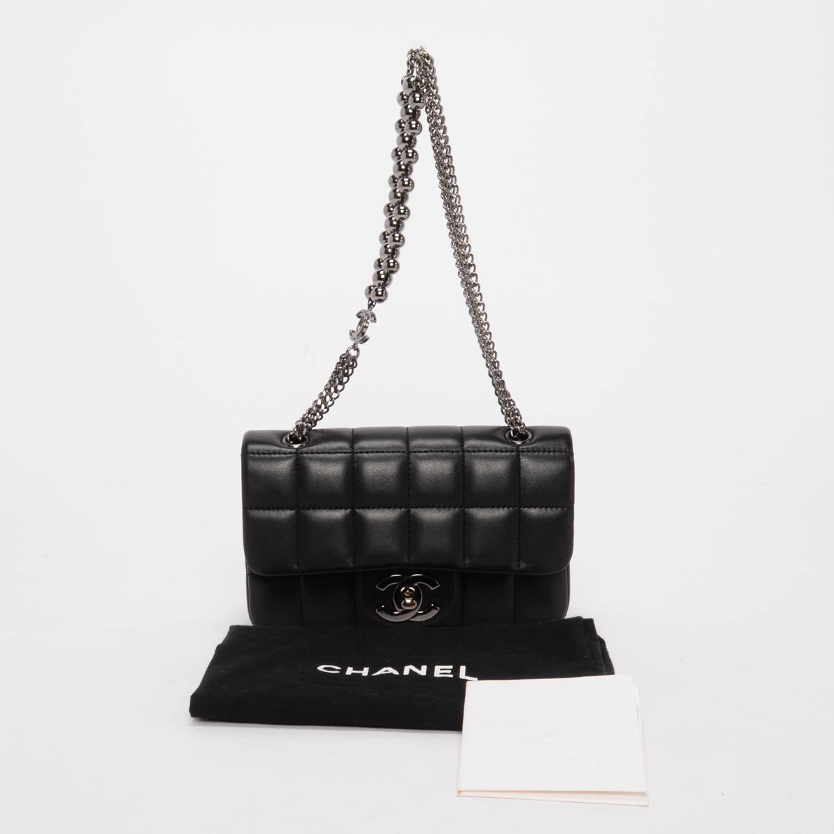 Chanel Black Chocolate Bar Beaded Chain Mini Bag