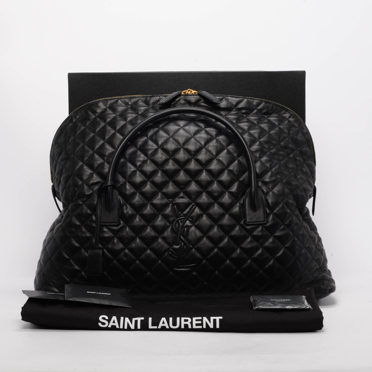 Saint Laurent Black Quilted Calfskin ES Giant Travel Bag