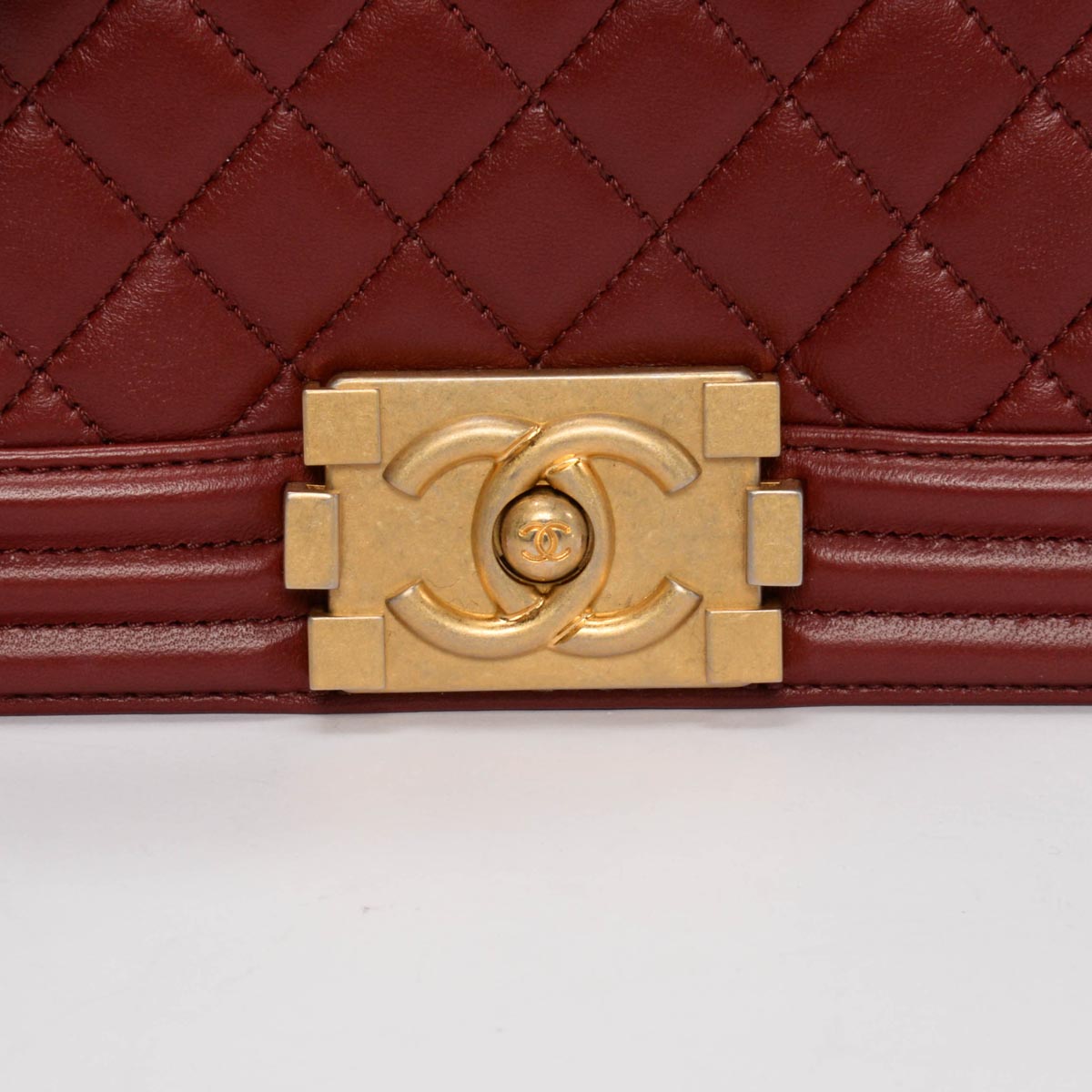 Chanel Burgundy Quilted Lambskin Small Boy Bag