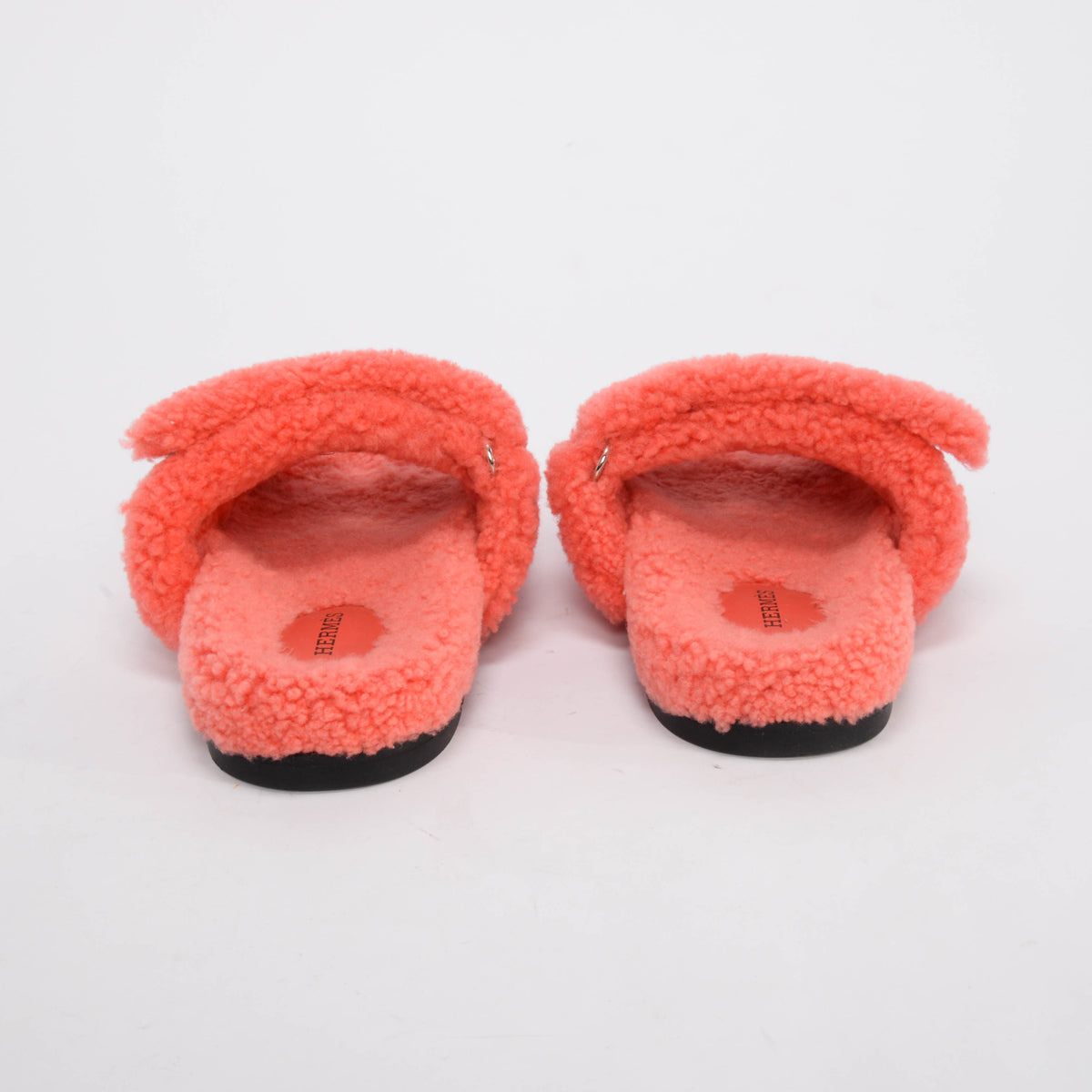 Hermes Rose du Désert Shearling Chypre Sandals 38