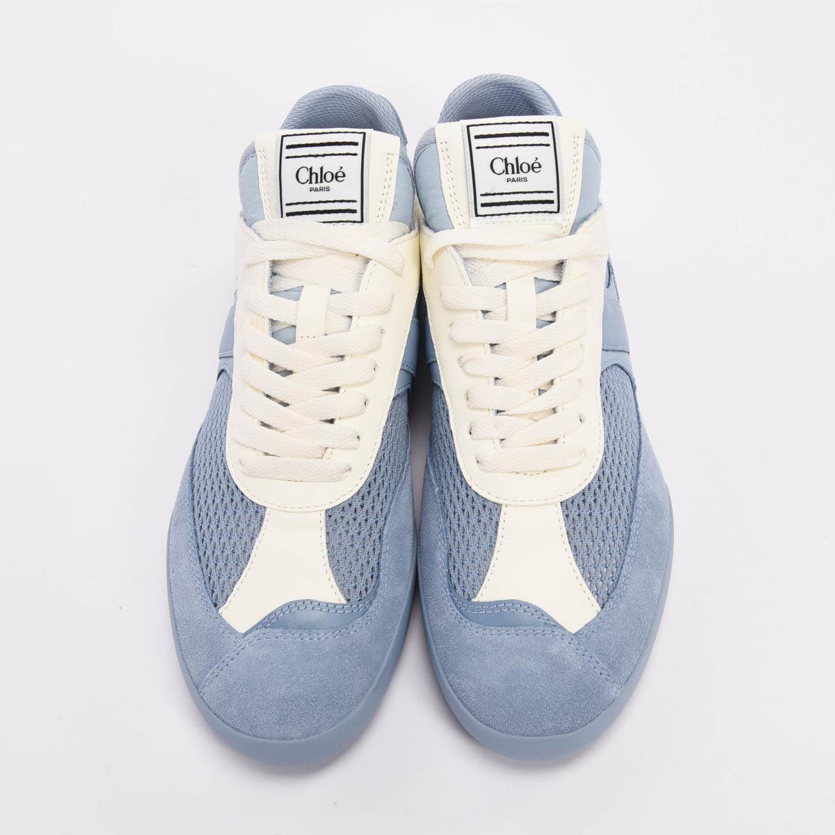 Chloe Pearl Blue Suede & Mesh Kick Sneakers 39