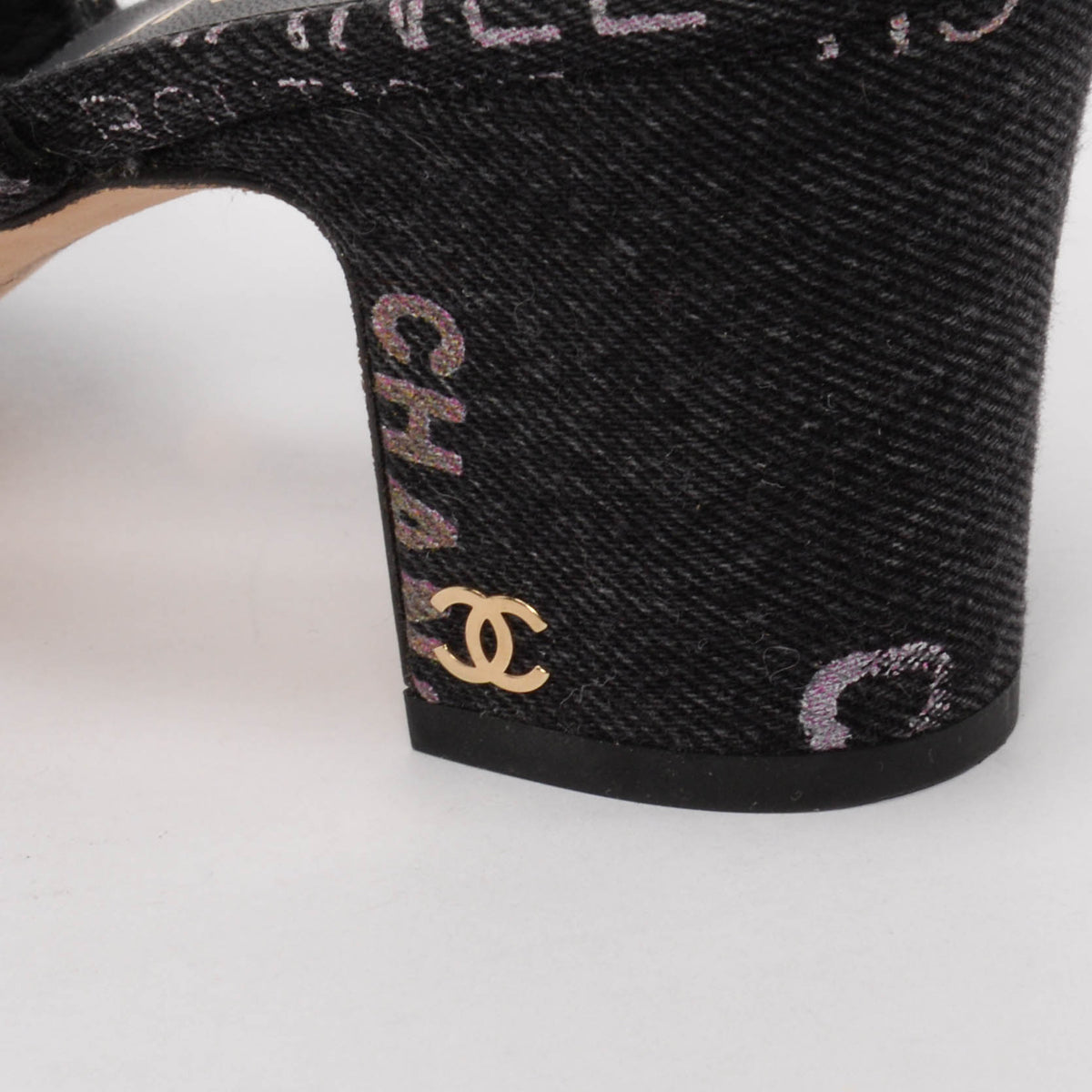 Chanel Black Denim Mood CC Slingback Pumps 40.5