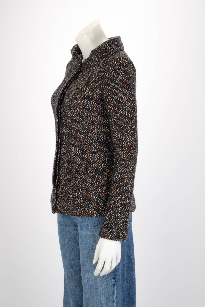 Chanel Multi Colour Fantasy Tweed High Collar Jacket FR 36
