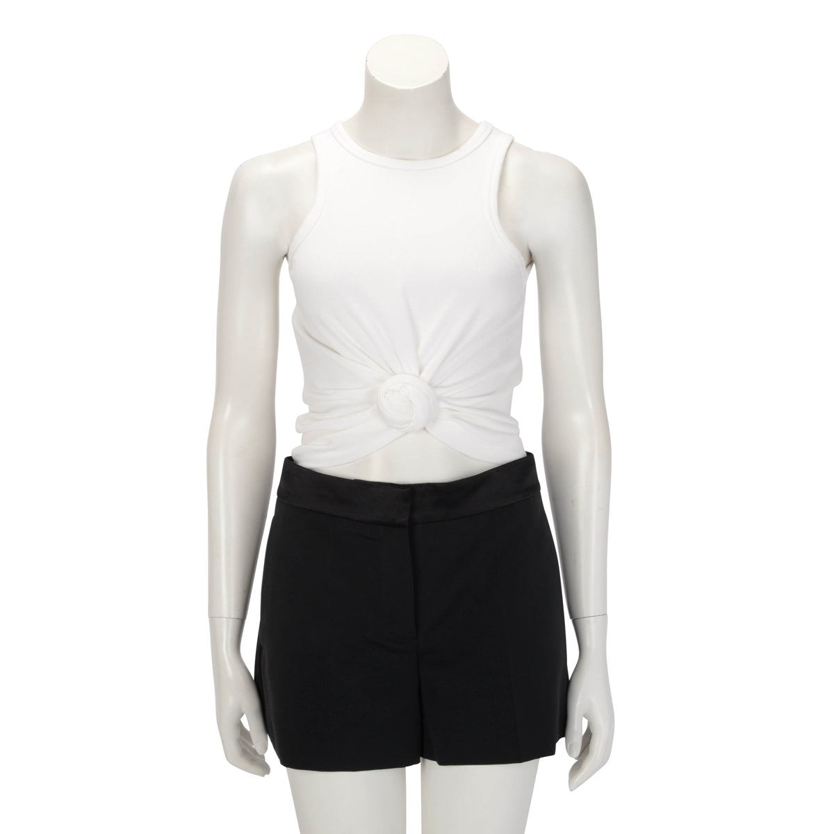 Magda Butrym White Ribbed Knotted Tank Top 38