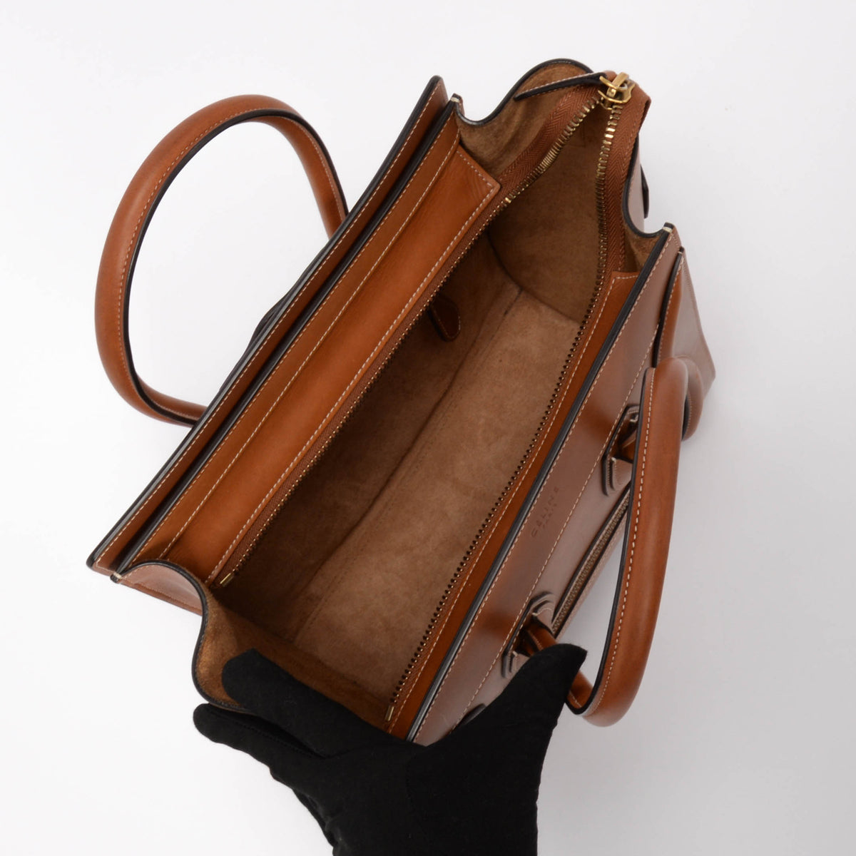 Celine Tan Natural Calfskin Micro Luggage Bag