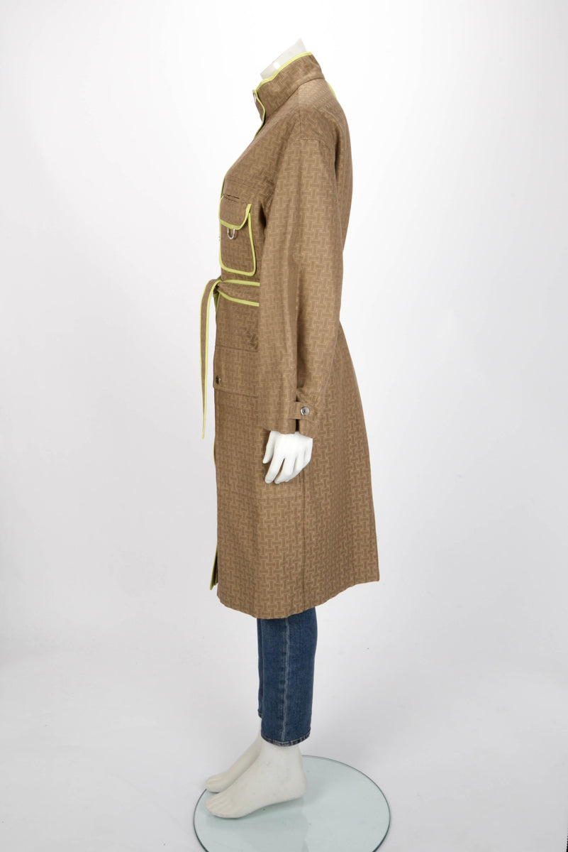 Hermes Brown Cotton Jacquard Mosaique Coat FR 40