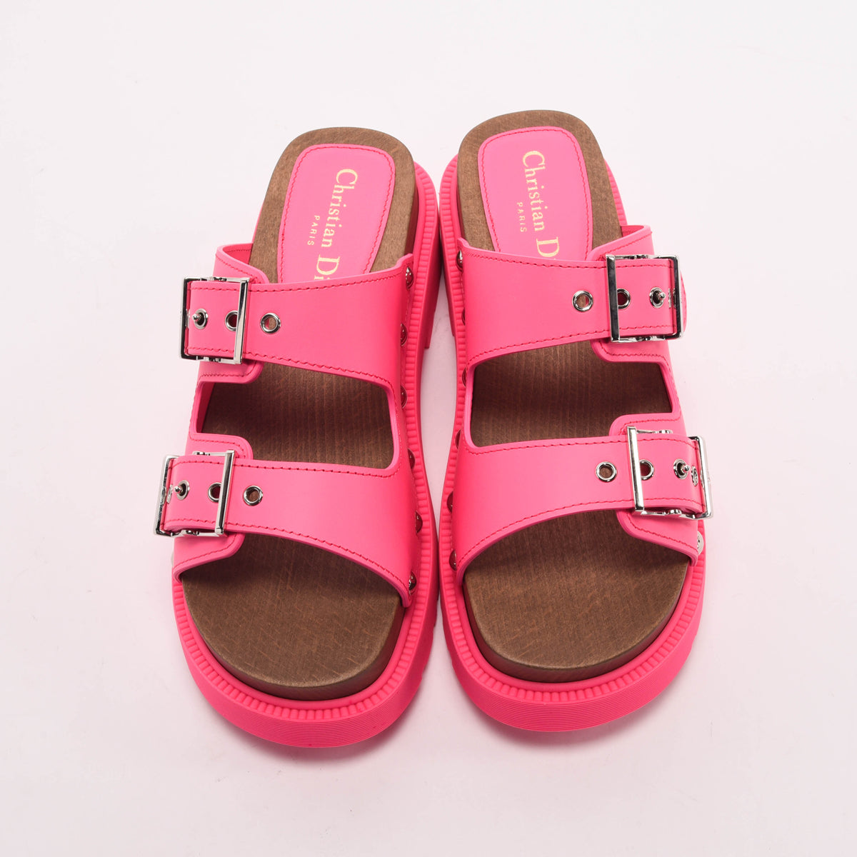 Dior Fuchsia Calfskin Diorquake Sandals 37