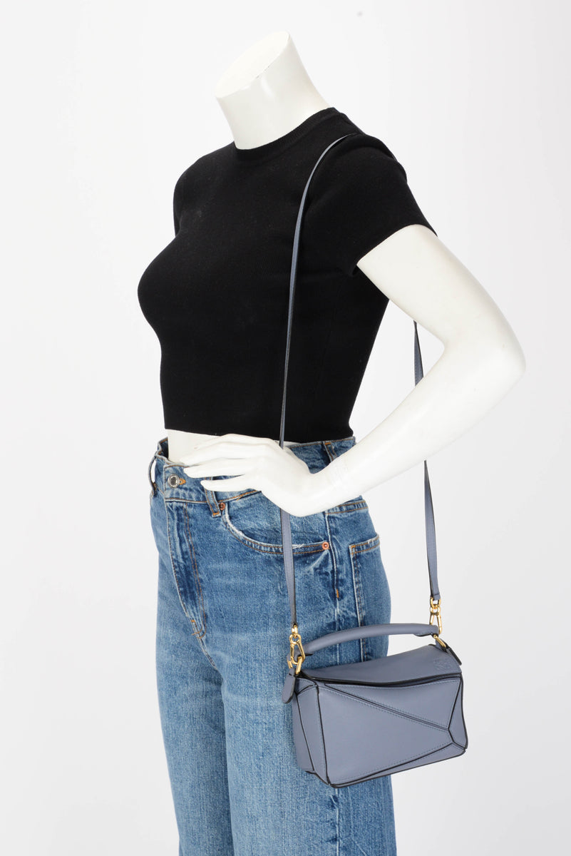 Loewe Blue Calfskin Mini Puzzle Bag