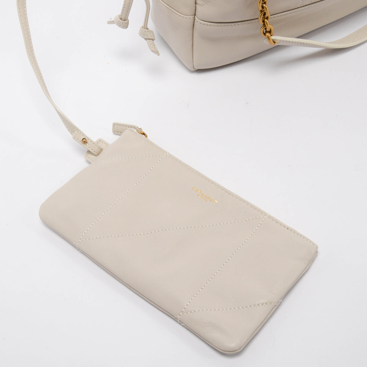 Saint Laurent Ivory Lambskin Small Jamie Shopping Tote