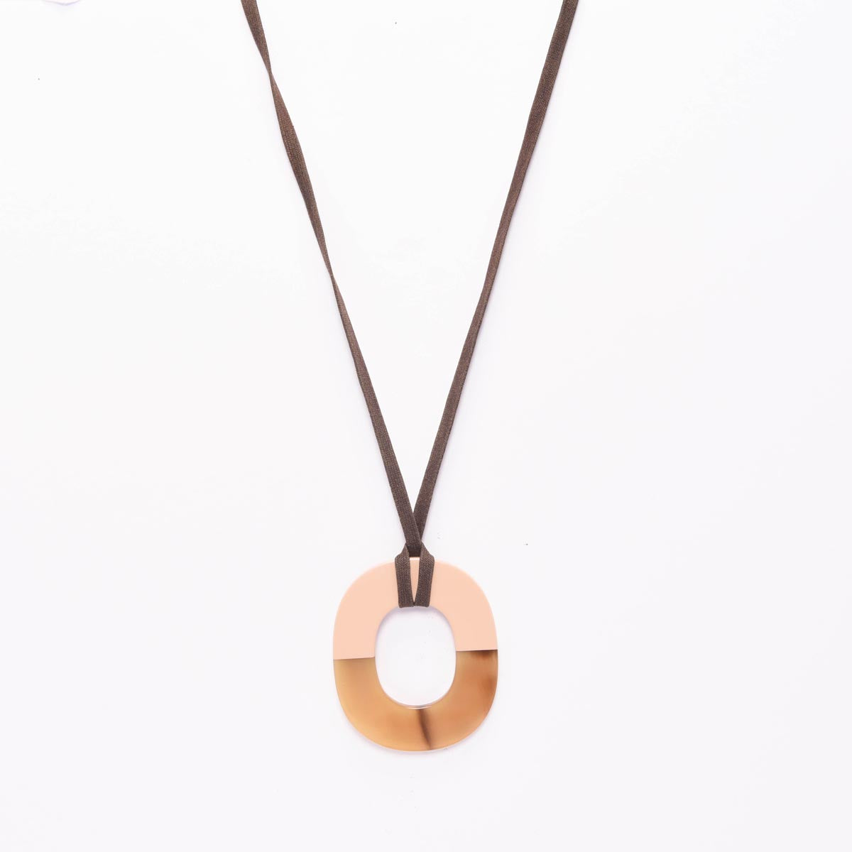 Hermes Khaki Lacquered Horn Isthme Pendant