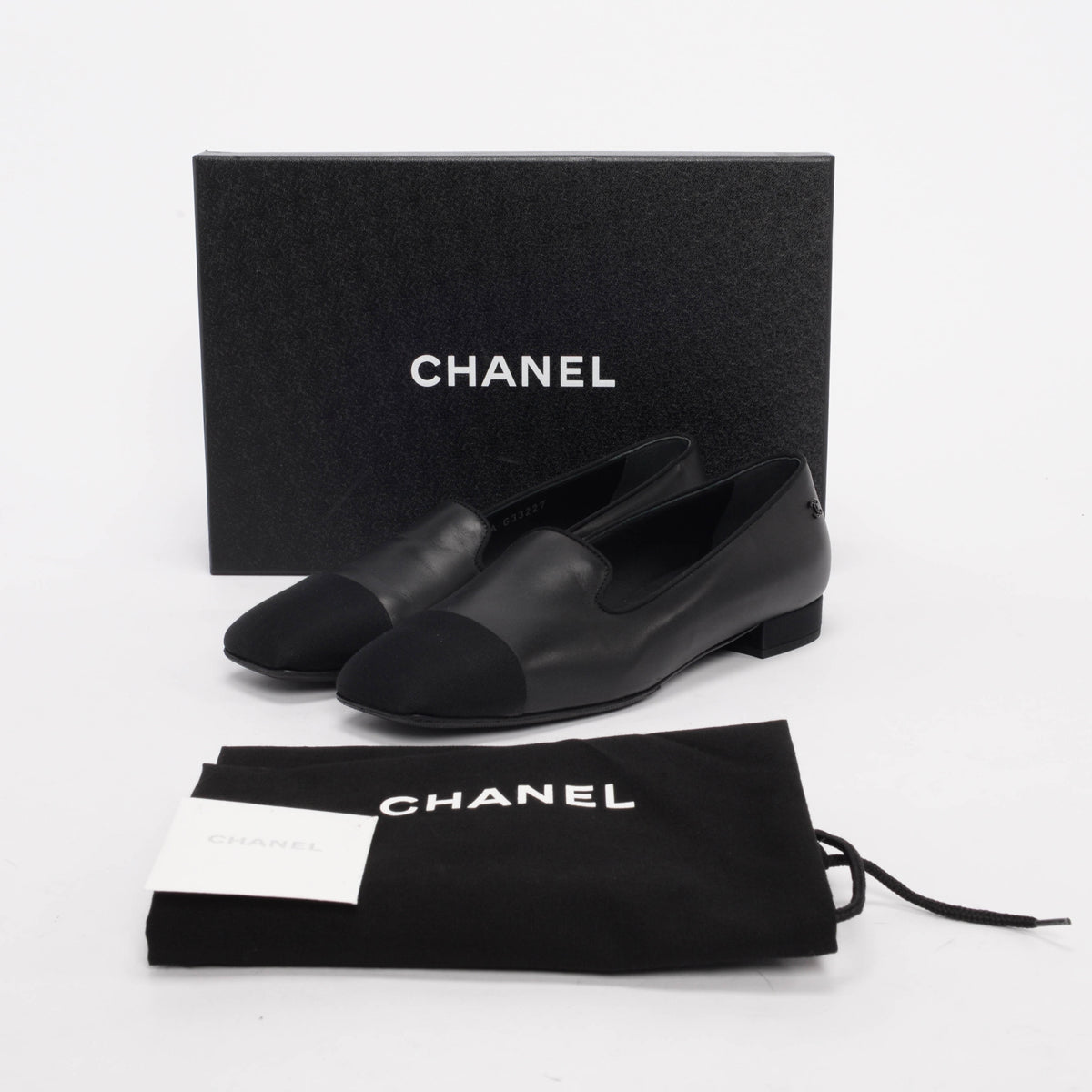 Chanel Black Calfskin Cap Toe Loafers 38