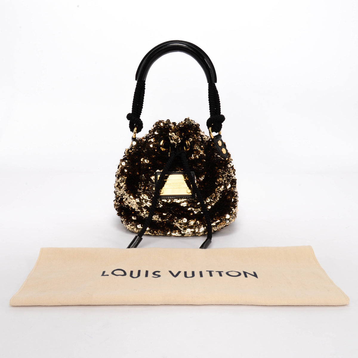 Louis Vuitton Gold Sequin Mini Noe Rococo Bag