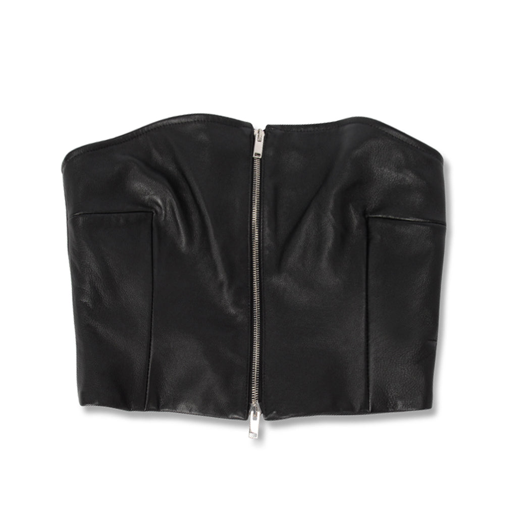 Khaite Black Lambskin Ira Bustier Top US 4