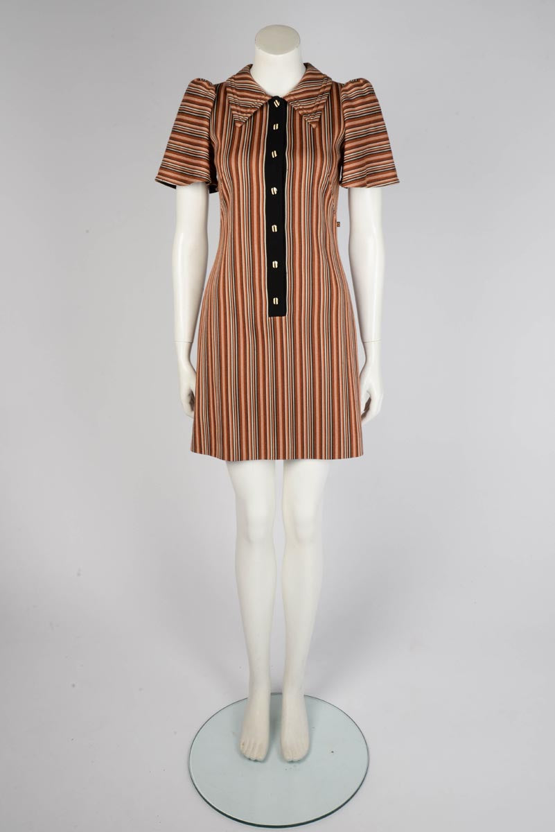 Louis Vuitton Tan Pinstriped Mini Dress FR 36