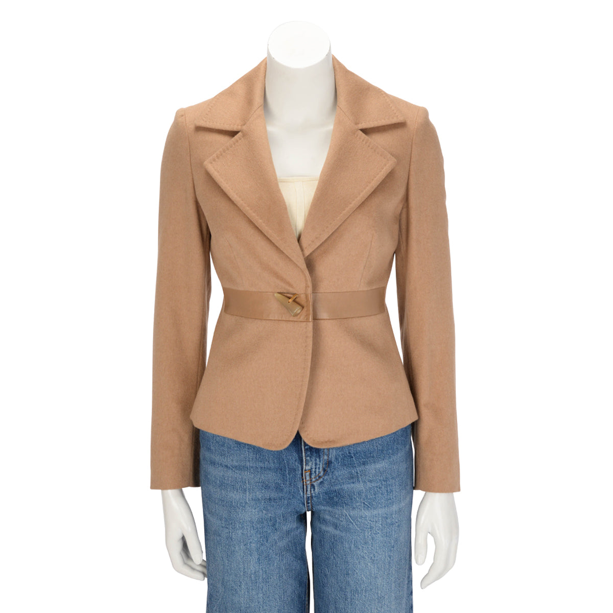 Max Mara Camel Hair Horn Button Short Jacket IT 40
