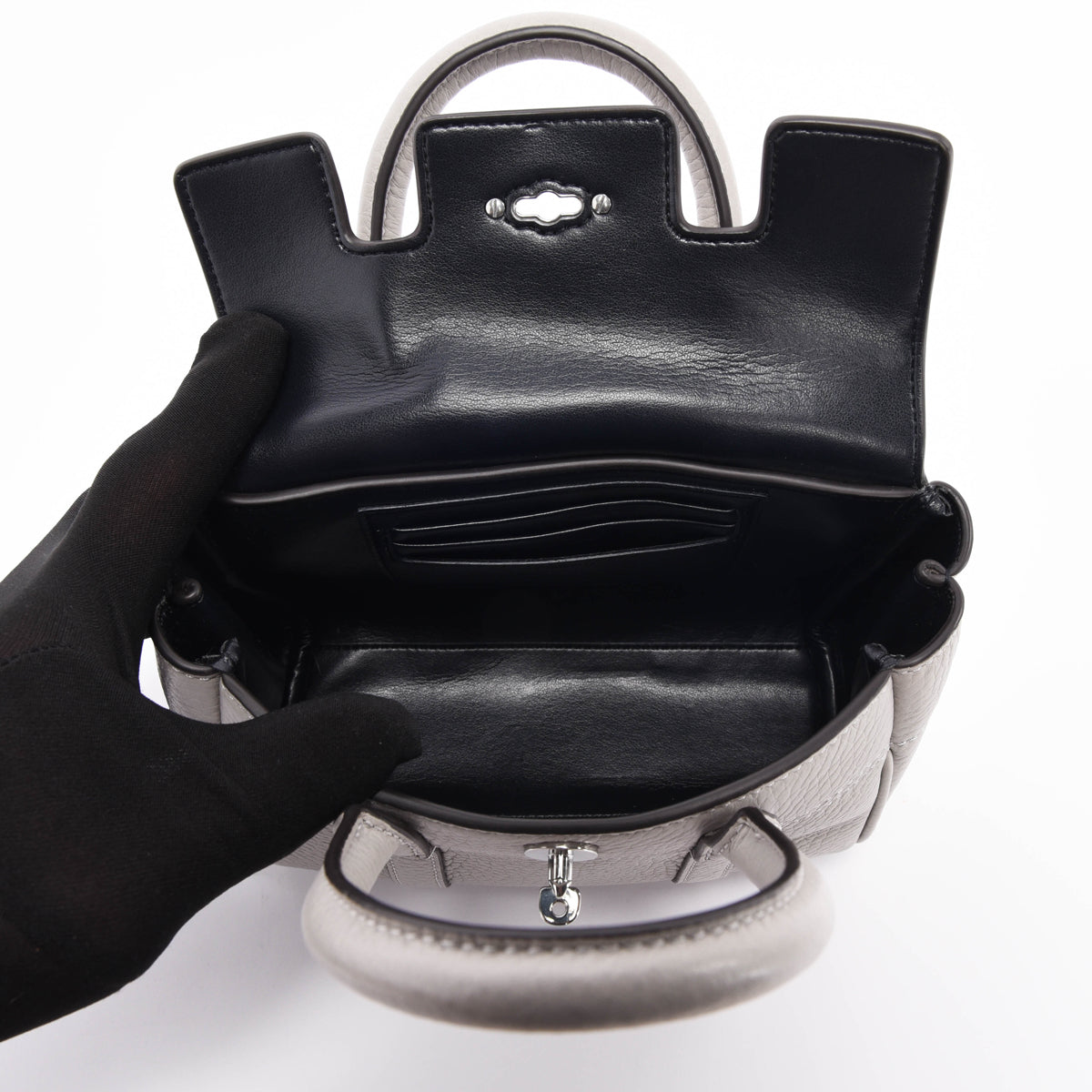 Mulberry Pale Grey Heavy Grain Mini Bayswater Tote