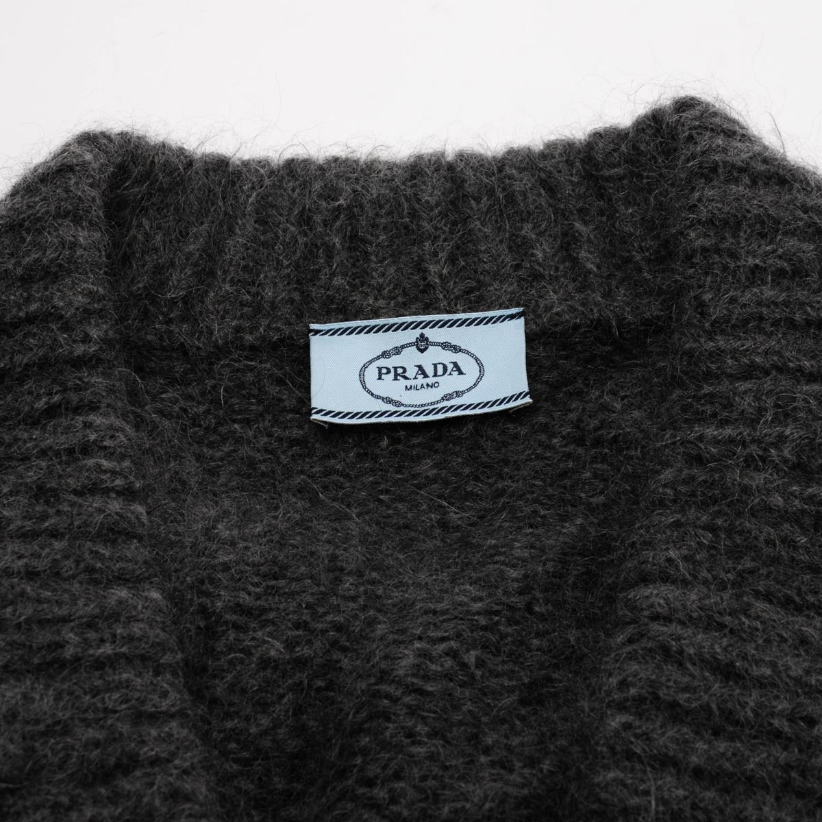 Prada Charcoal Mohair Blend Oversize Cardigan IT 38