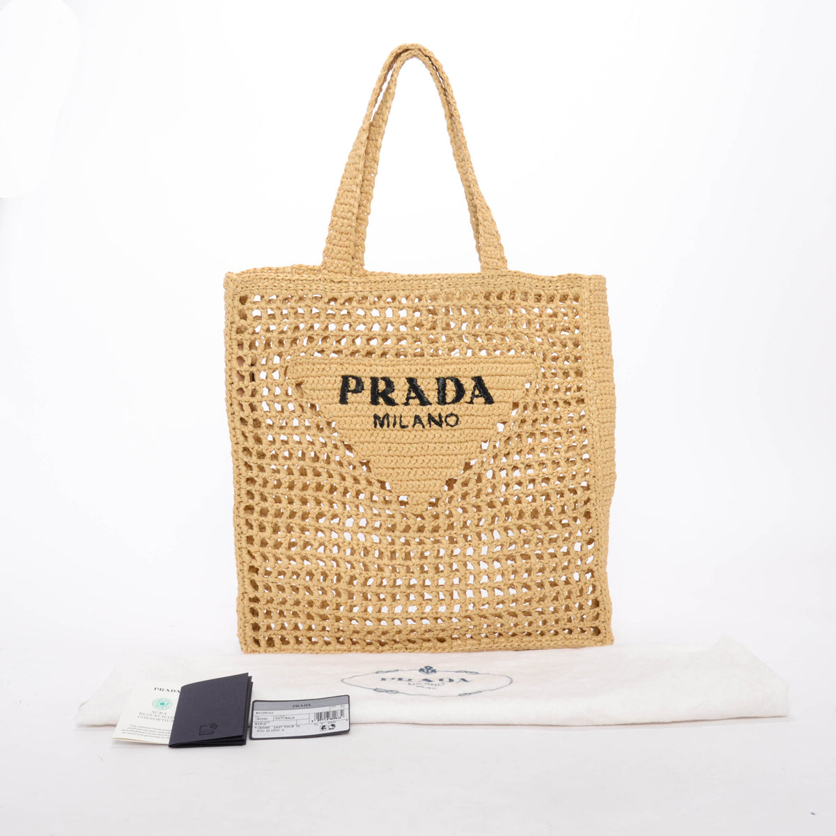 Prada Natural Raffia Crochet Tote