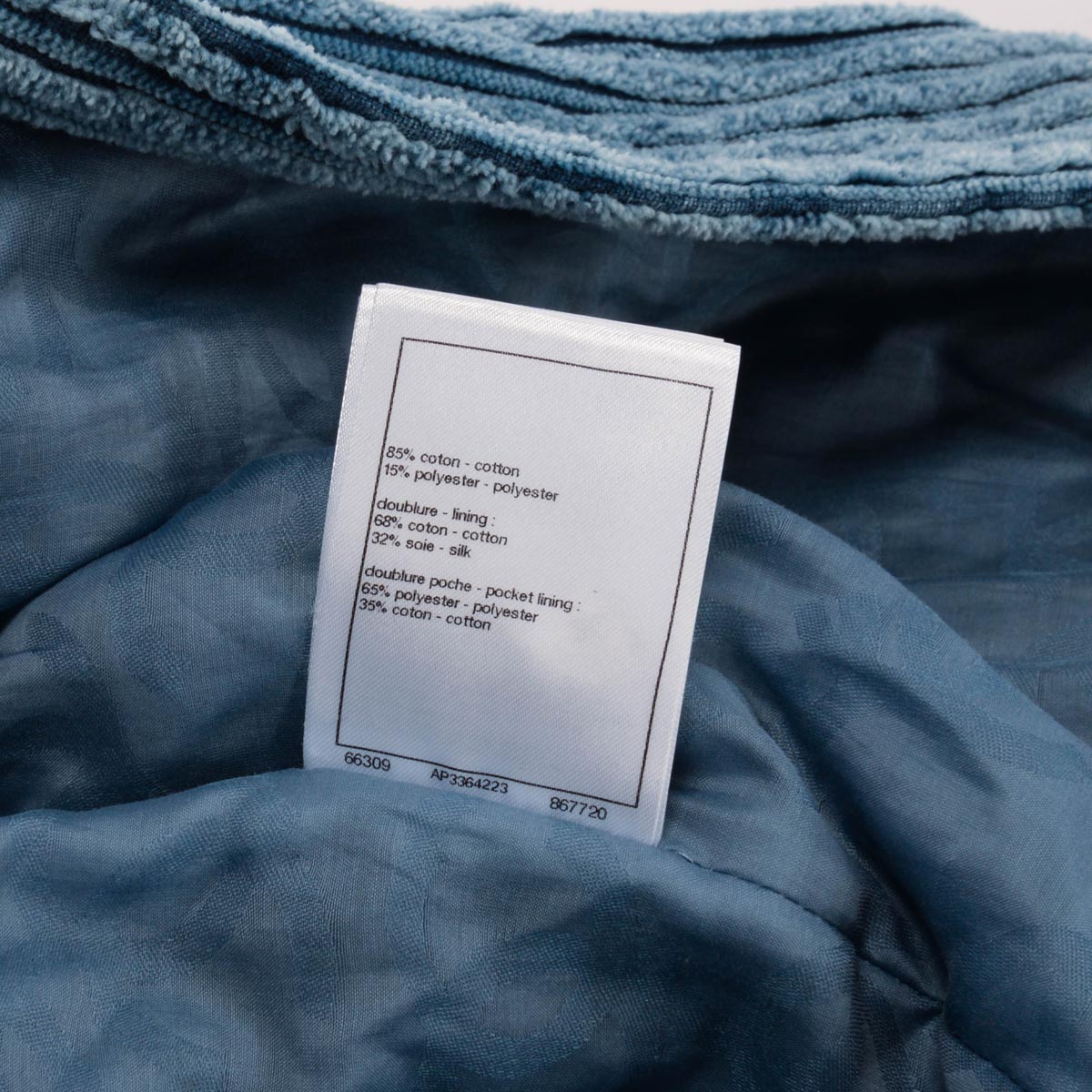 Chanel Blue Velvet & Strass Bomber Jacket FR 34