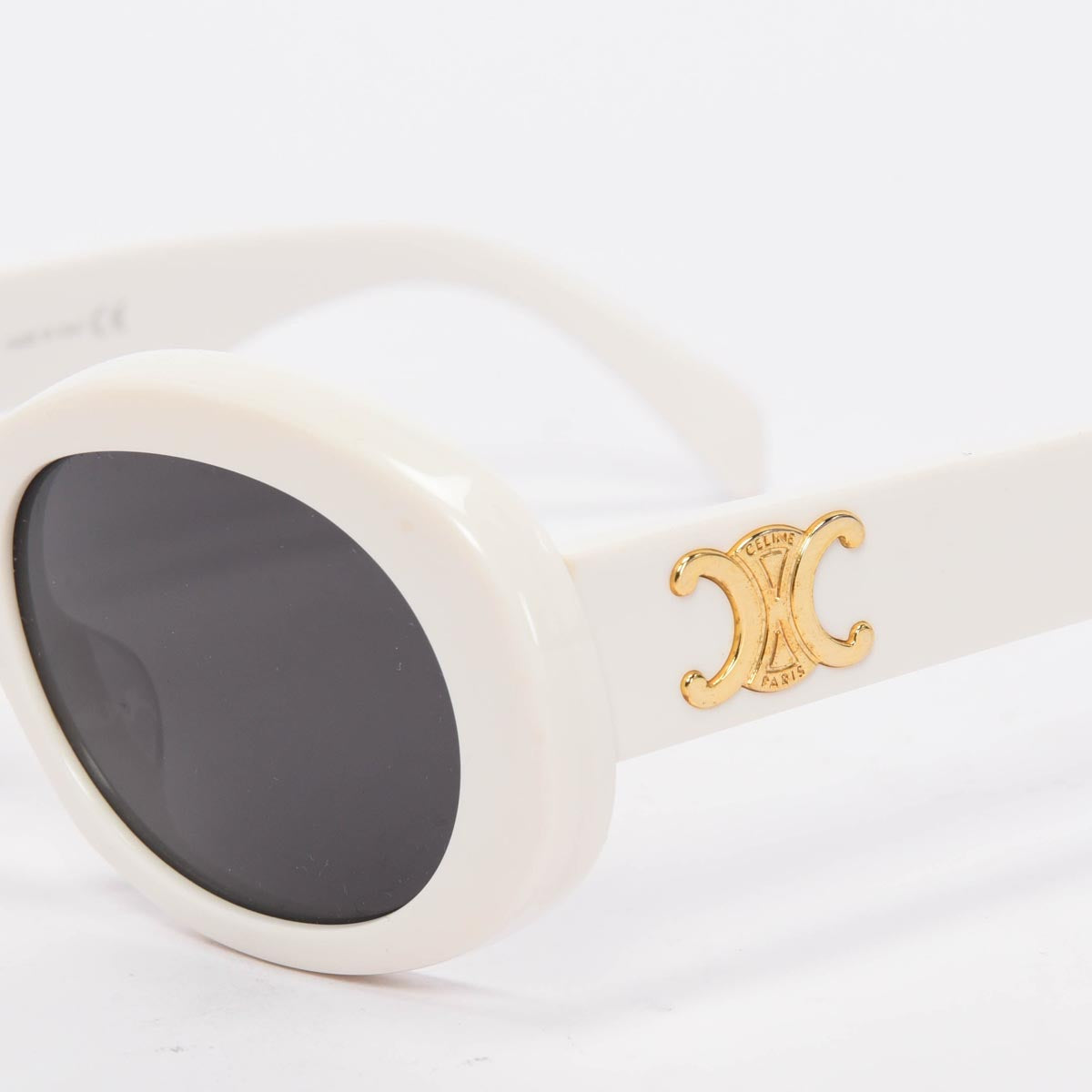 Celine White Triomphe Oval Sunglasses