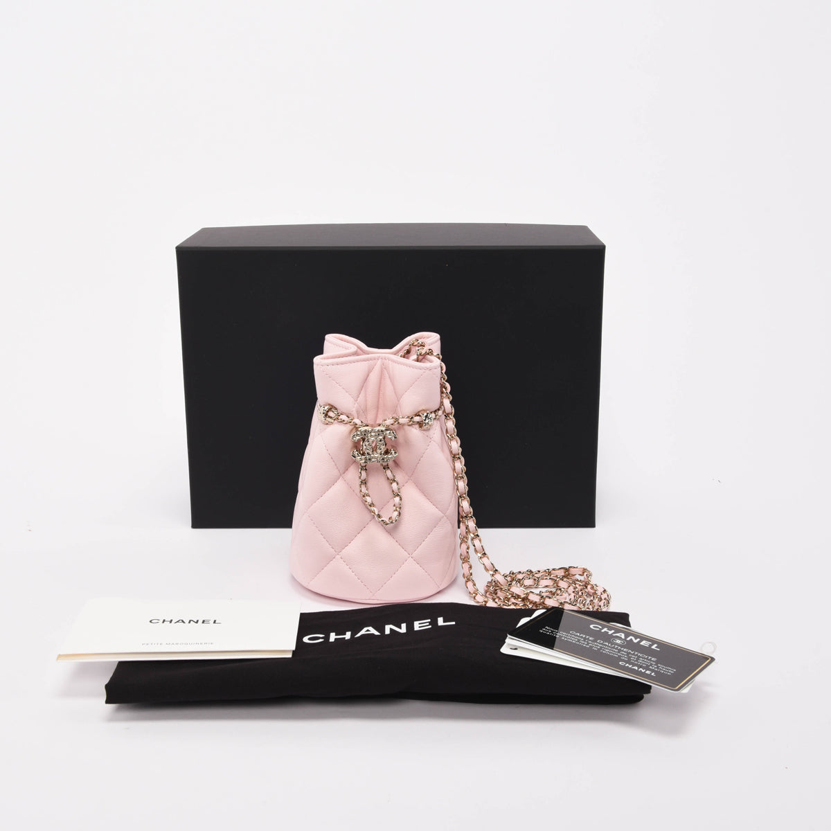 Chanel Light Pink Quilted Calfskin Nano CC Bucket Bag