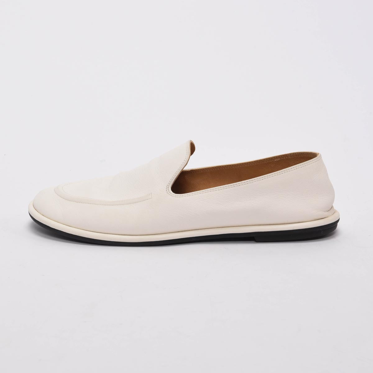 The Row White Calfskin Canal Loafers 36