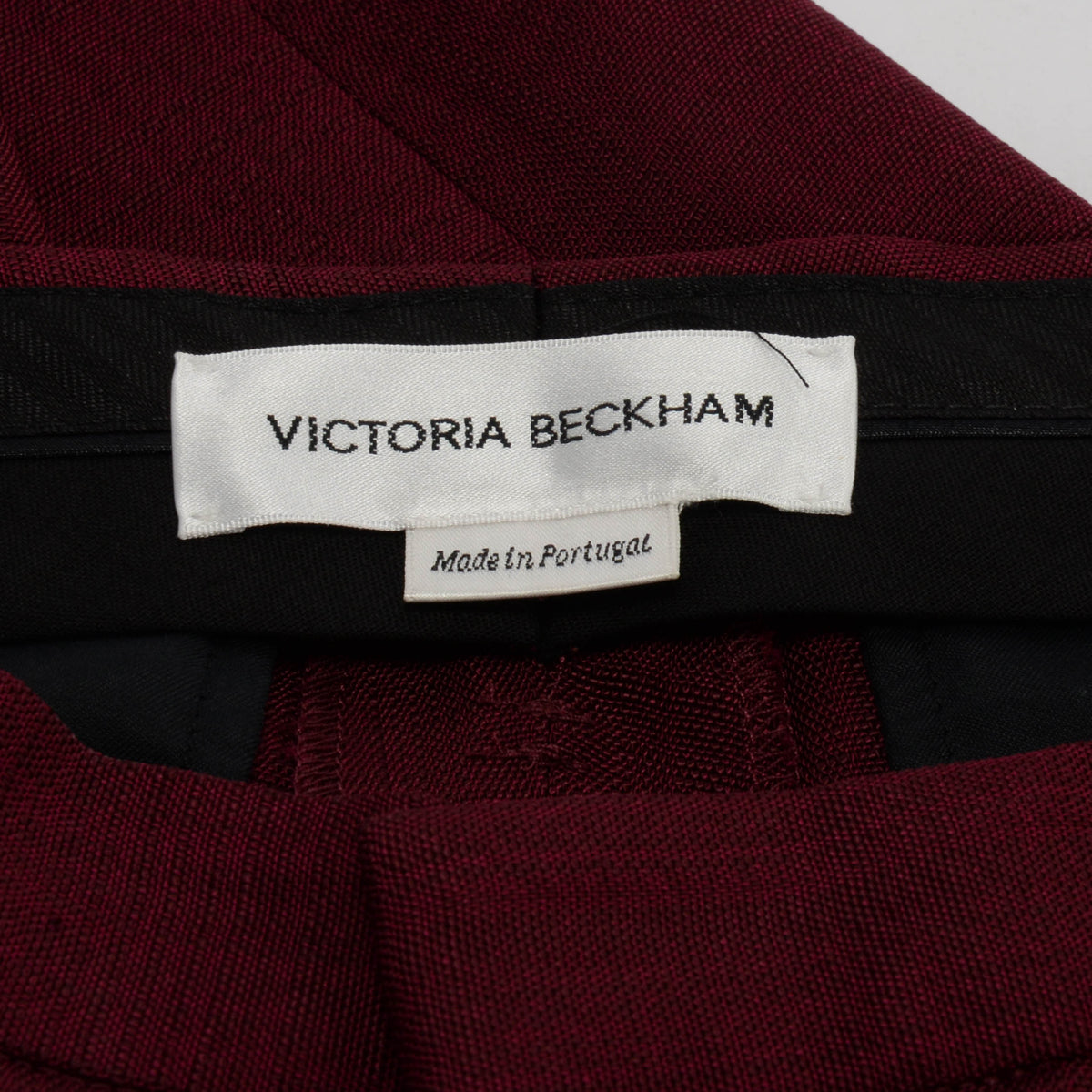 Victoria Beckham Burgundy Crepe Wide Leg Pants UK 8