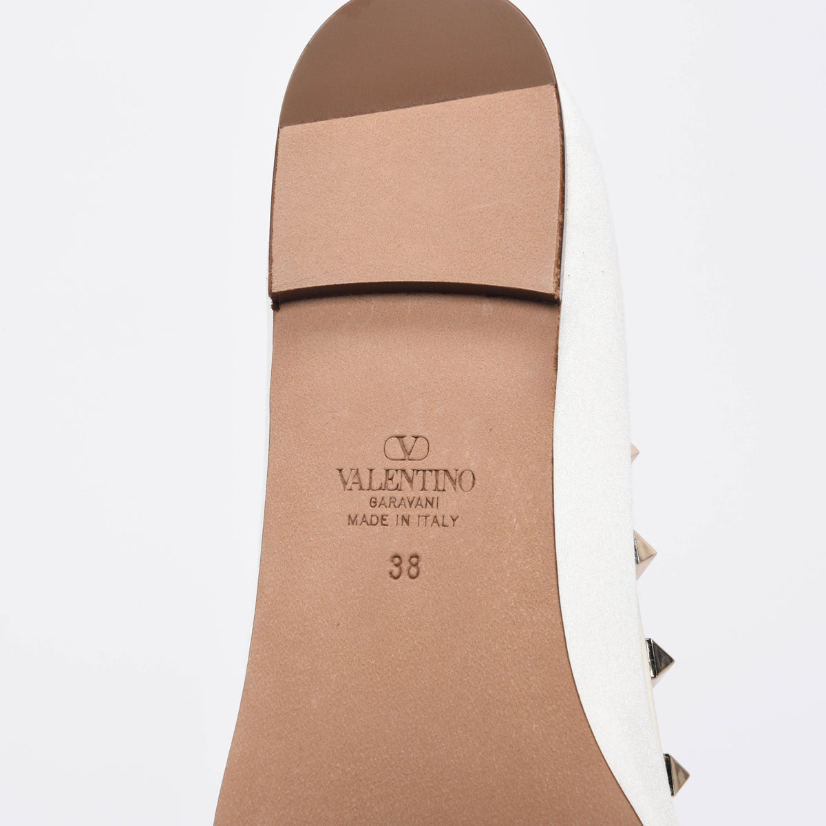 Valentino Ivory Satin Rockstud Ballet Flats 38