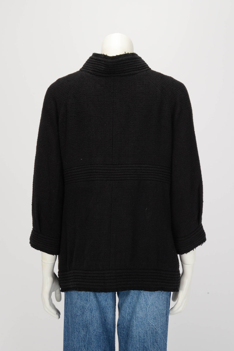 Chanel Black Cotton Boucle Patch Pocket Jacket FR 48