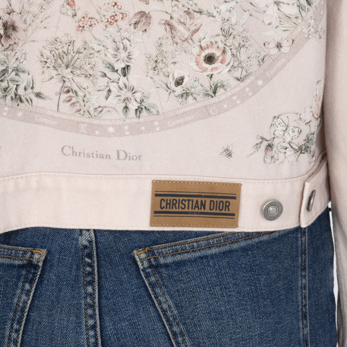 Dior Pink Denim Astral Flowers Jacket FR 40