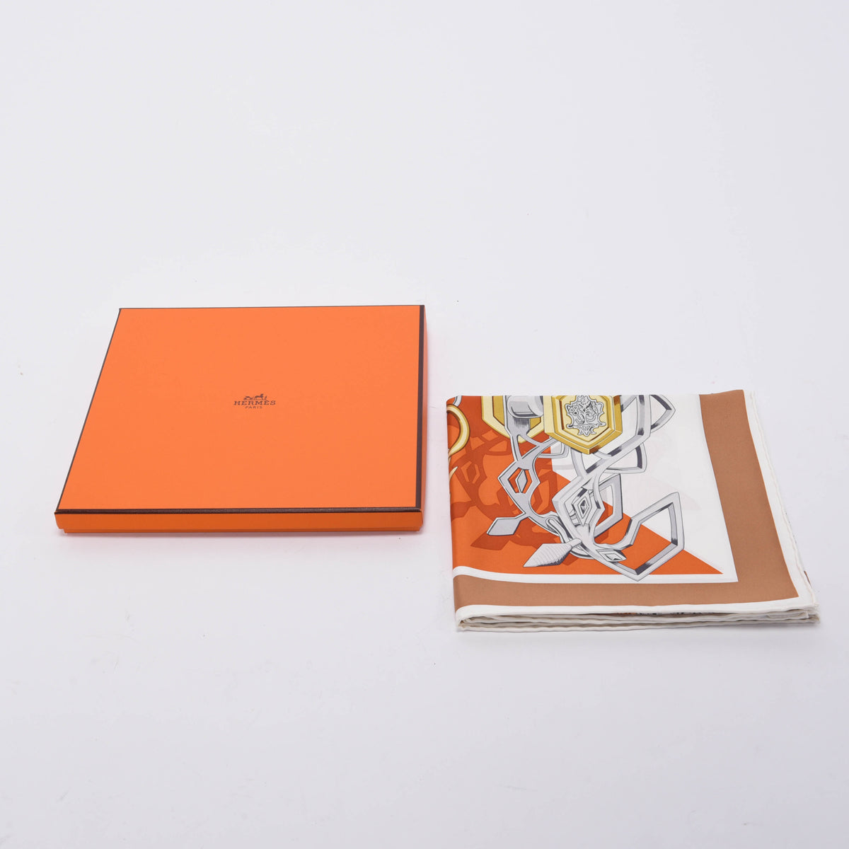 Hermes Orange Silk Brides Et Destin Scarf 90