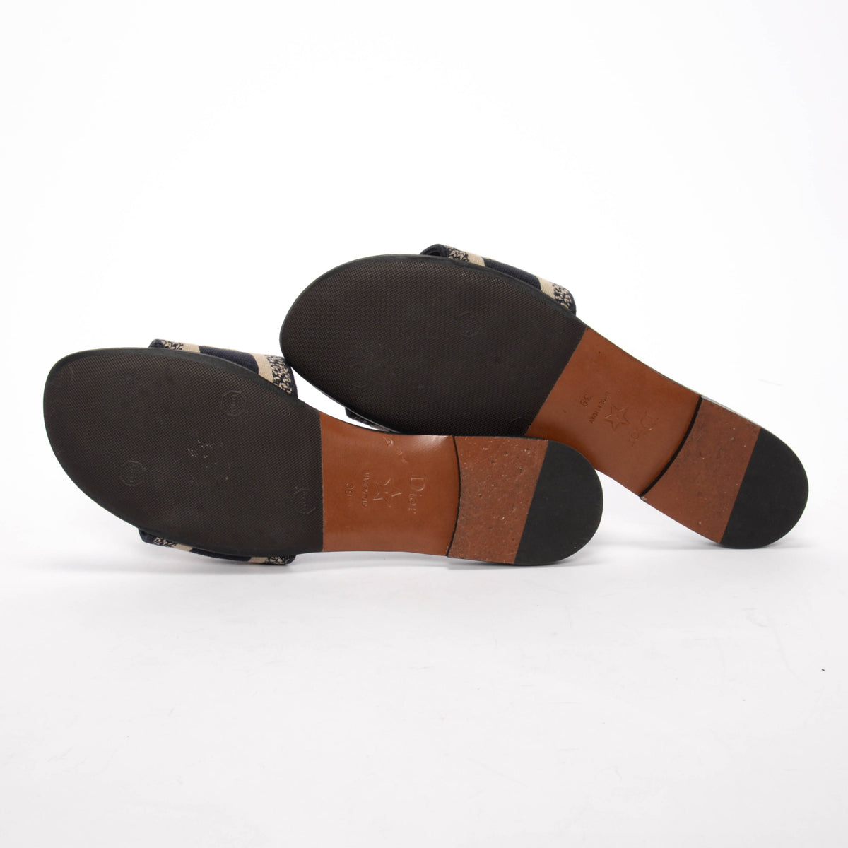 Dior Deep Blue Embroidered Canvas DWay Slides 39