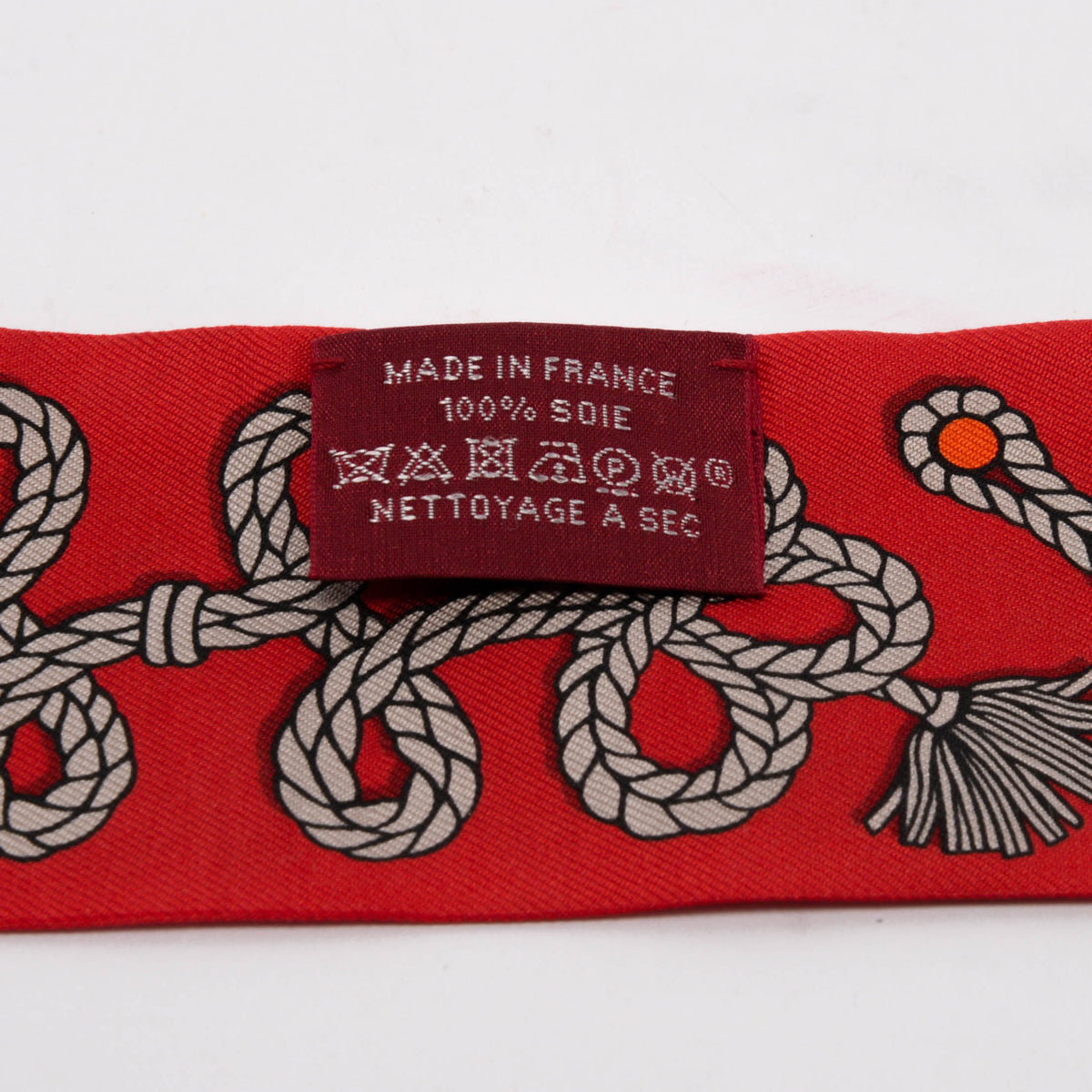 Hermes Red Silk Galons Et Brandebourgs Twilly